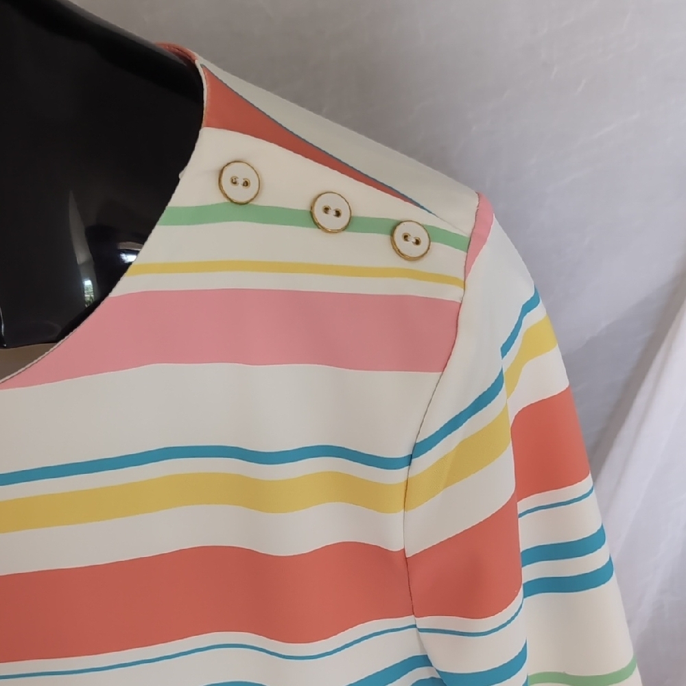 Peck & Peck Blue and Green Striped Top - Picture 9 of 9